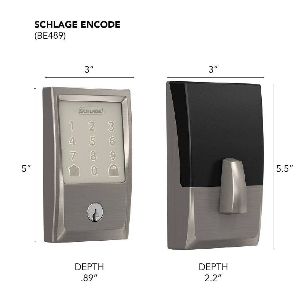 Schlage Encode BE 489 Deadbolt Century Trim
