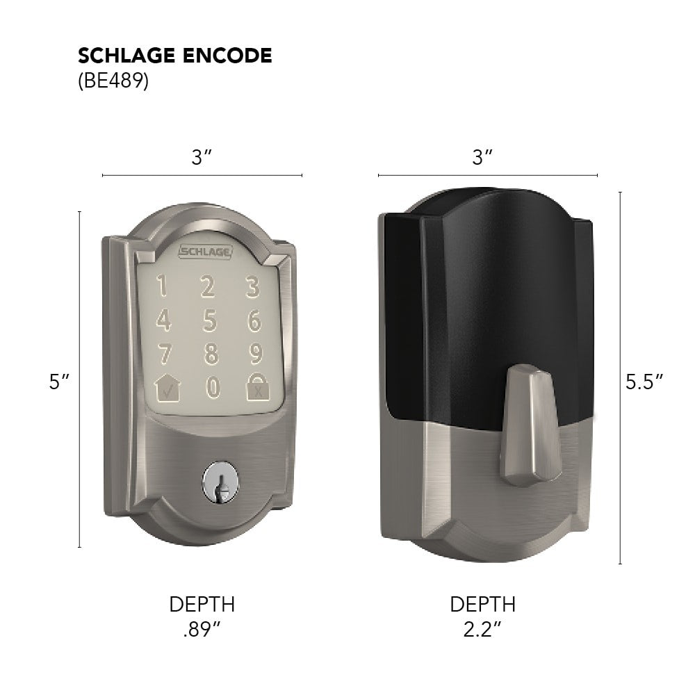Schlage Encode BE 489 Deadbolt Camelot Trim